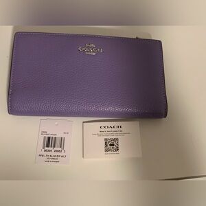 Coach Slim Zip Wallet Light Violet